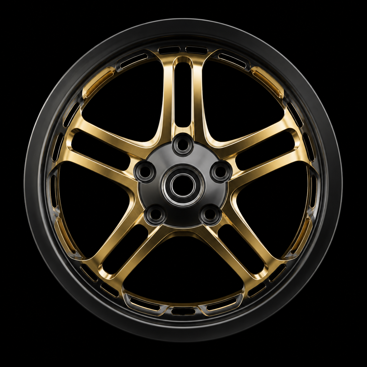 Black and gold custom alloy scooter wheel rim